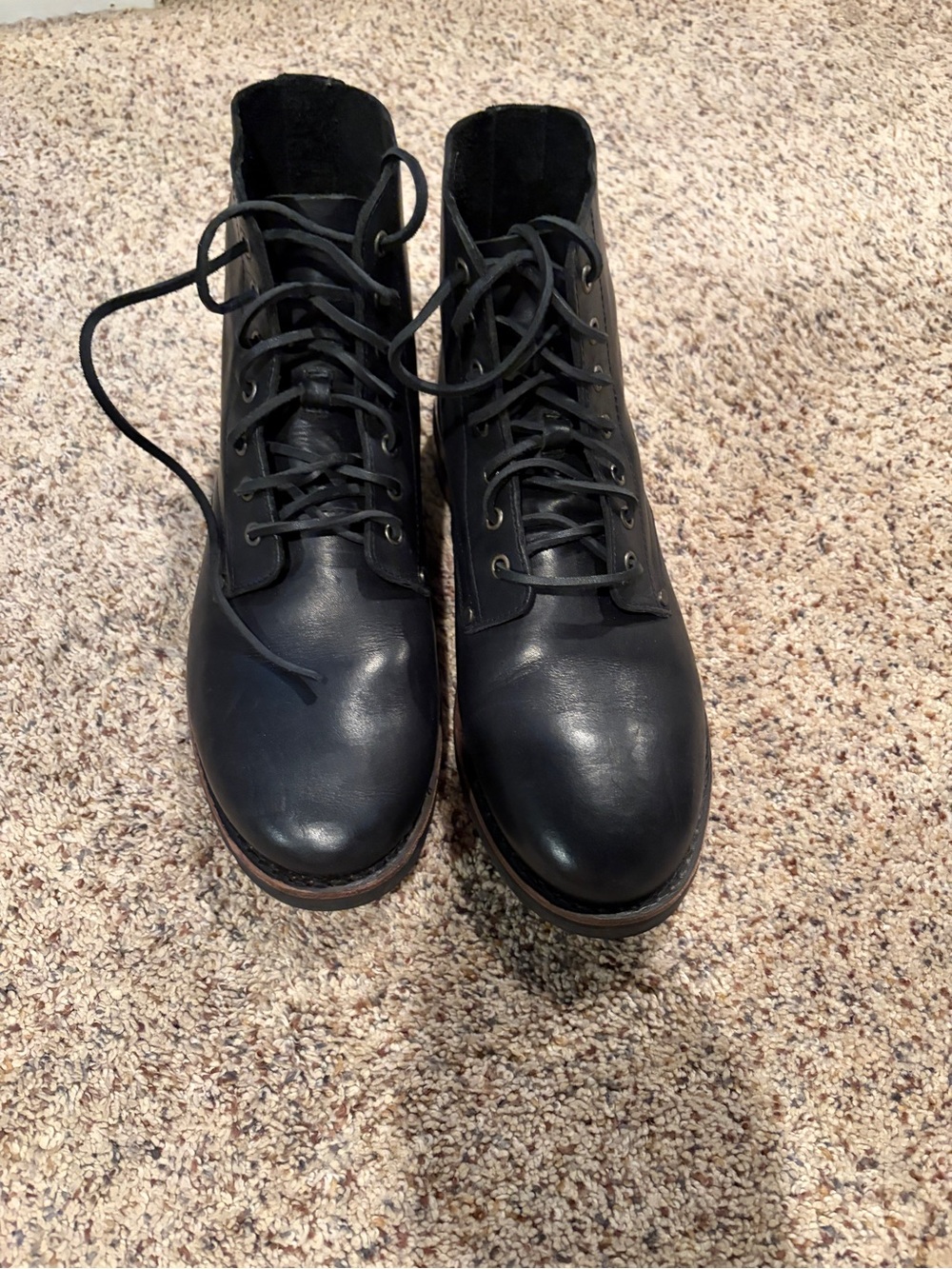 Frye Black Leather Lace-Up Boots